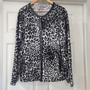Easywear by Chico's Animal Print Button-Down Jacket Cardigan Size 3